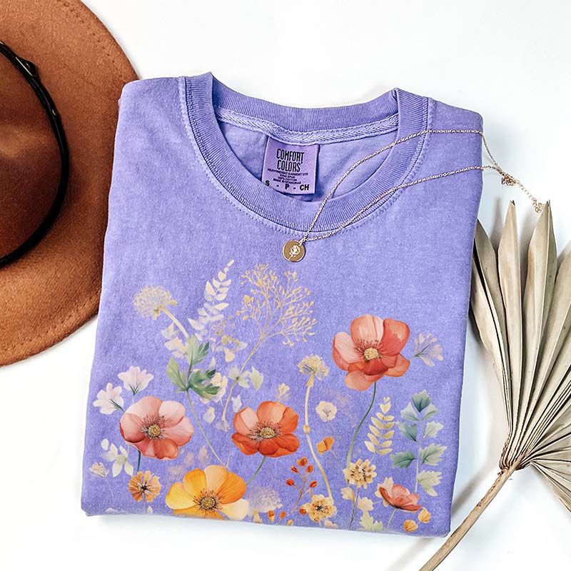 Aesthetic Colorful Wild Flower T-Shirt-carlalin