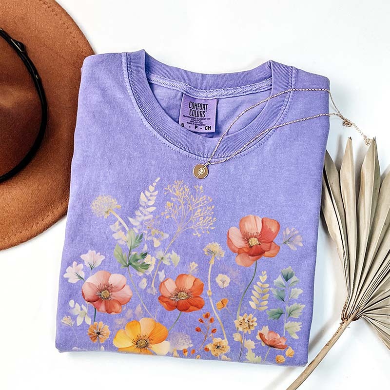 Aesthetic Colorful Wild Flower T-Shirt-carlalin