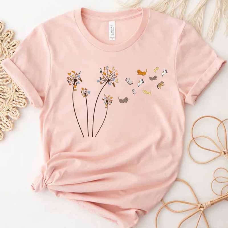Cats Flower Fly Dandelion T-Shirt