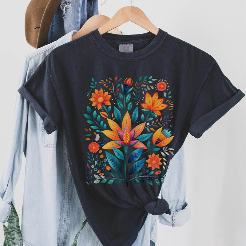 Boho Folk Art  Wildflower T-Shirt-carlalin
