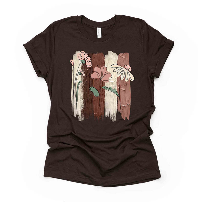 Simplistic Flowers Brushstrokes T-Shirt-carlalin