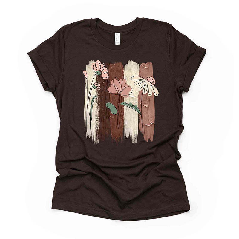 Simplistic Flowers Brushstrokes T-Shirt-carlalin