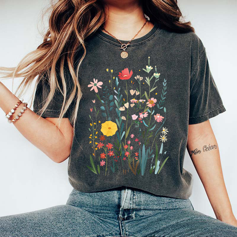 Colorful Wildflower Bouquet T-Shirt-carlalin