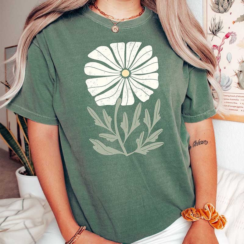 Daisy Flower Spring Floral T-Shirt-carlalin
