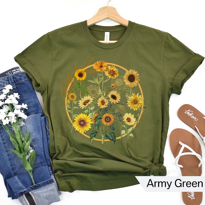 Aestheti Sunflower Floral Graphic Gift T-Shirt-carlalin