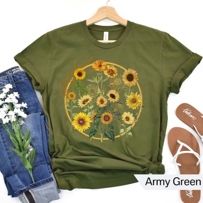 Aestheti Sunflower Floral Graphic Gift T-Shirt-carlalin