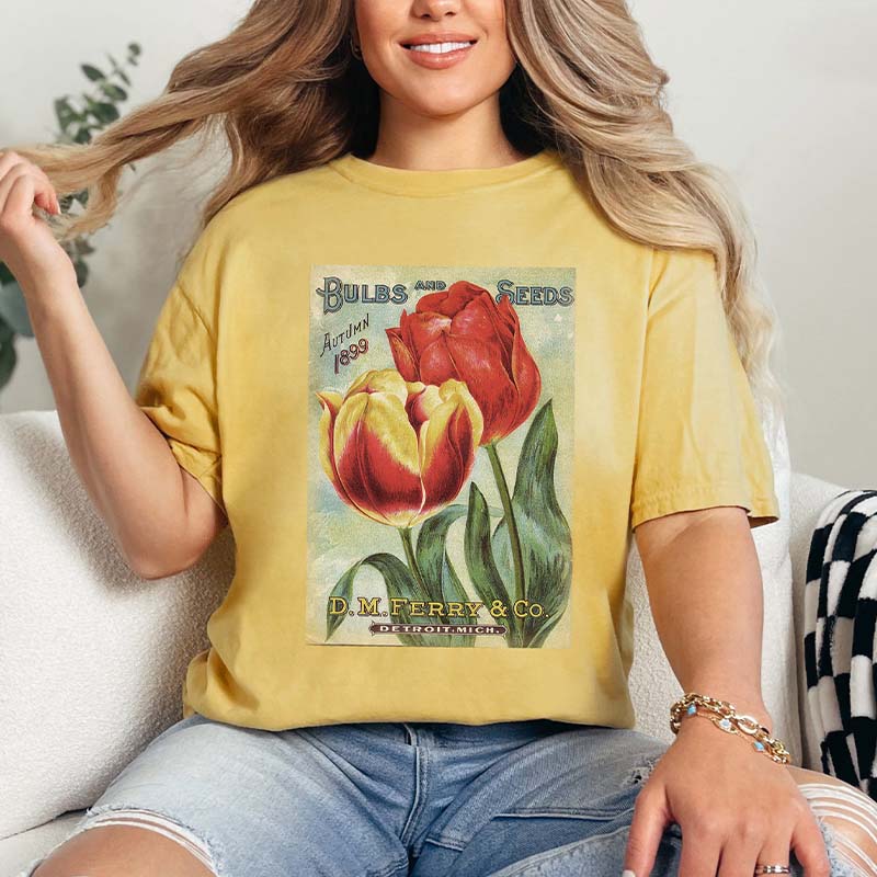 Vintage Seed Packet Flower T-Shirt-carlalin