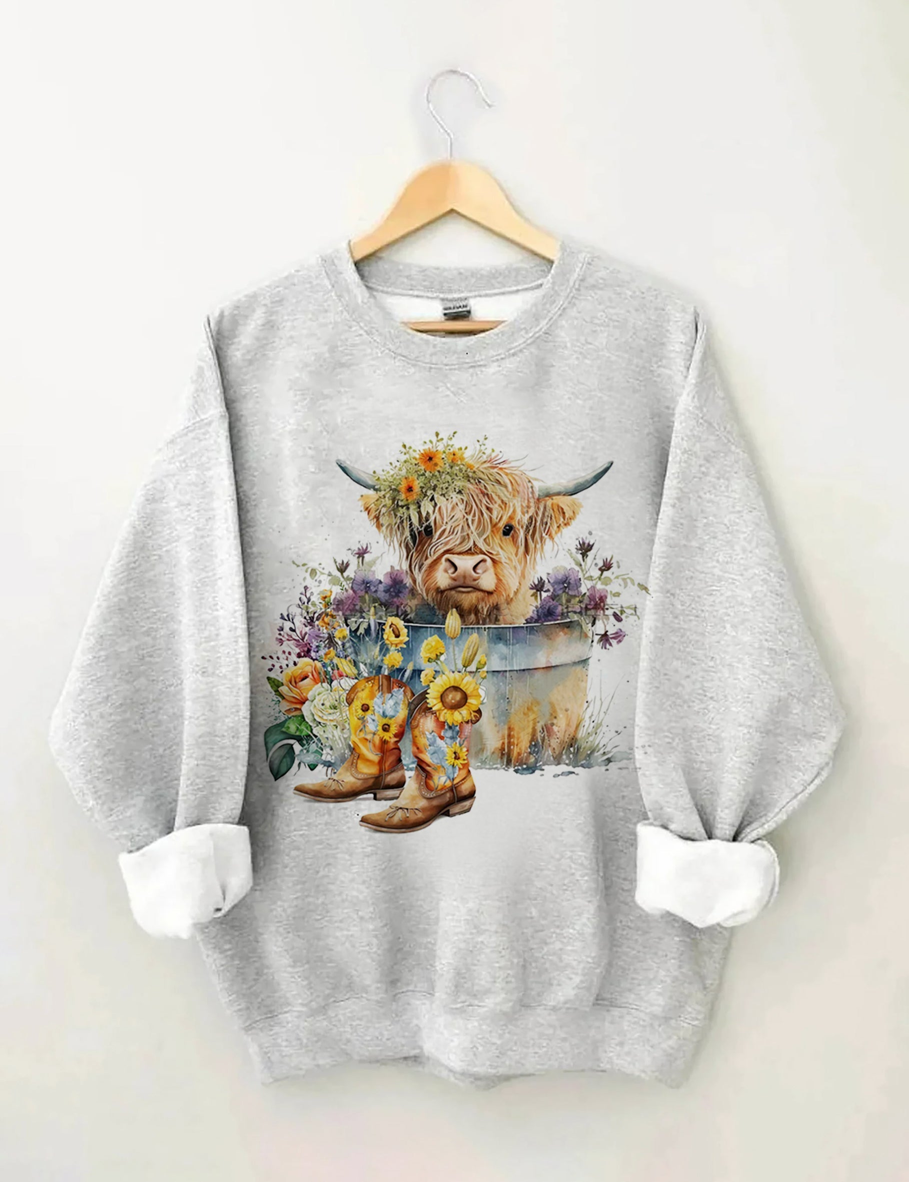 Highland Cow in Metal Tub Sweatshirt-carlalin