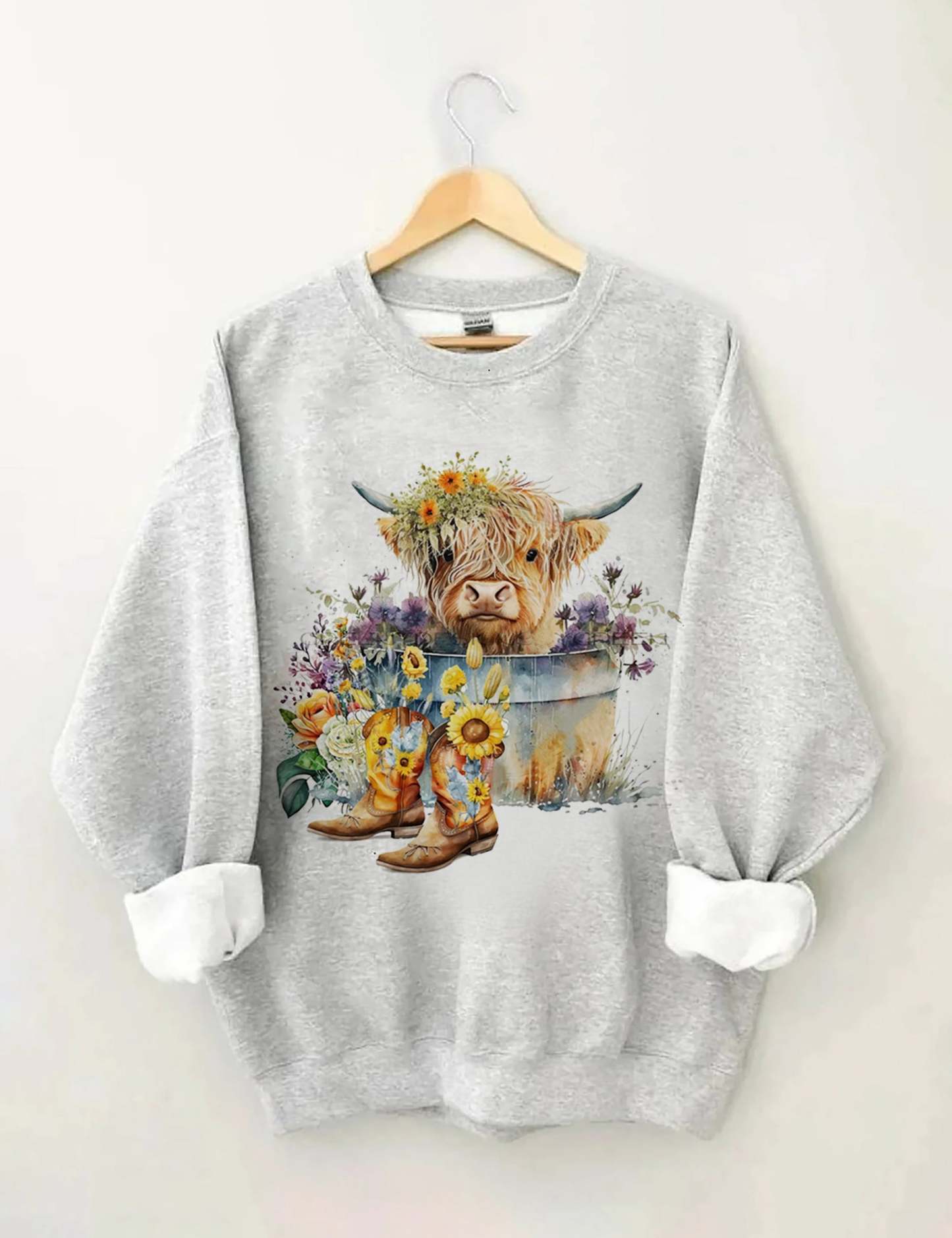 Highland Cow in Metal Tub Sweatshirt-carlalin