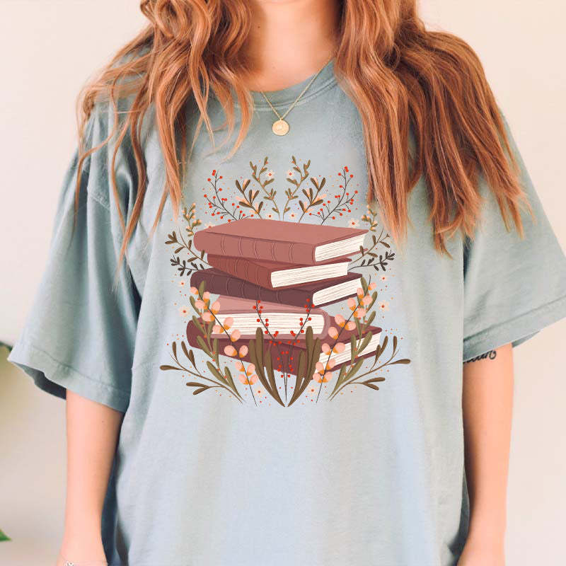 Floral Book illustration T-Shirt-carlalin