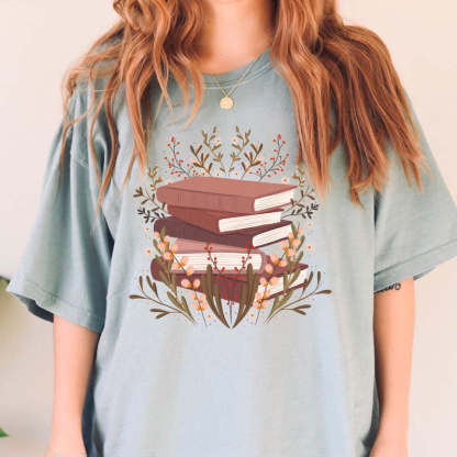 Floral Book illustration T-Shirt-carlalin