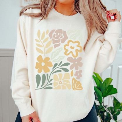 Retro Wavy Flowers Sweatshirt-carlalin