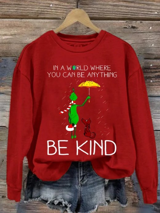 Be Kind Print Casual Sweatshirt-carlalin