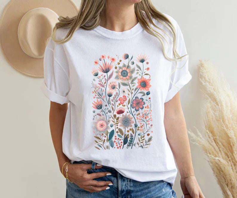 Spring Watercolor Wildflowers Aesthetic Wild Flower Shirt-carlalin