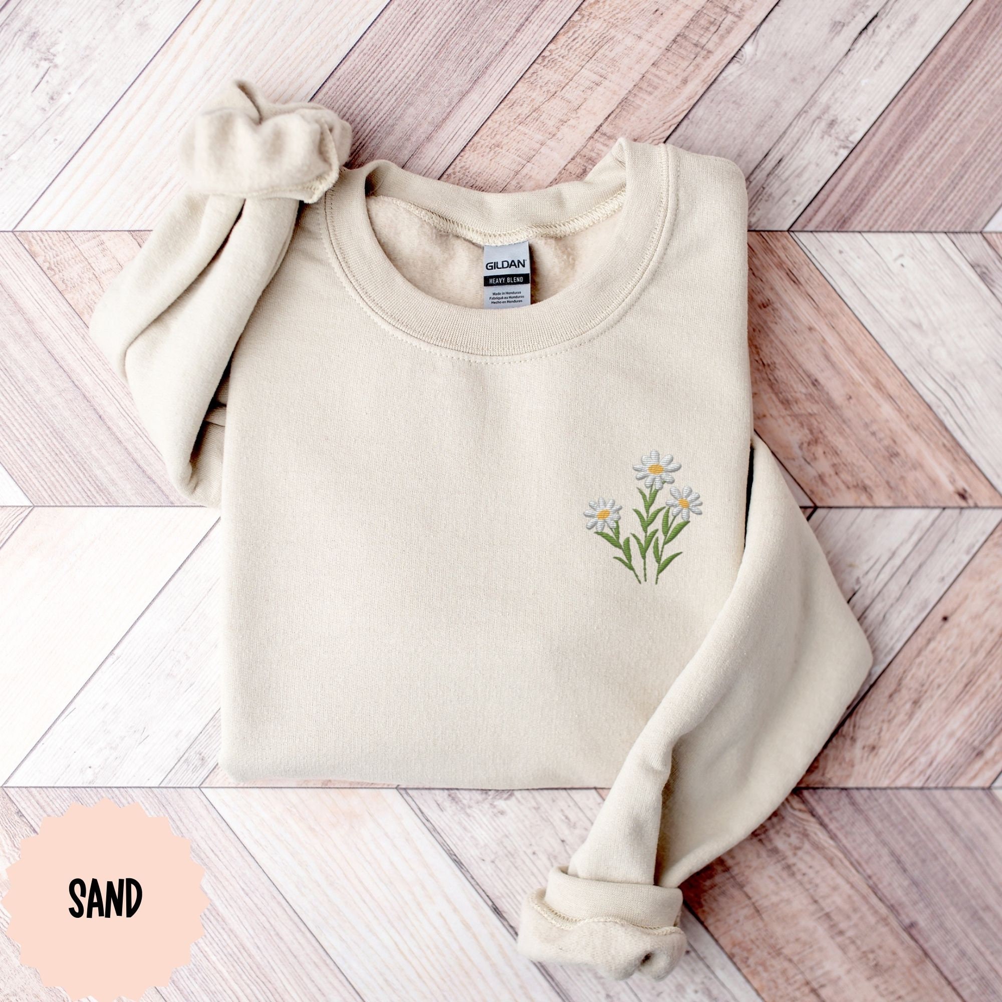 Embroidered Floral Daisy Sweatshirt