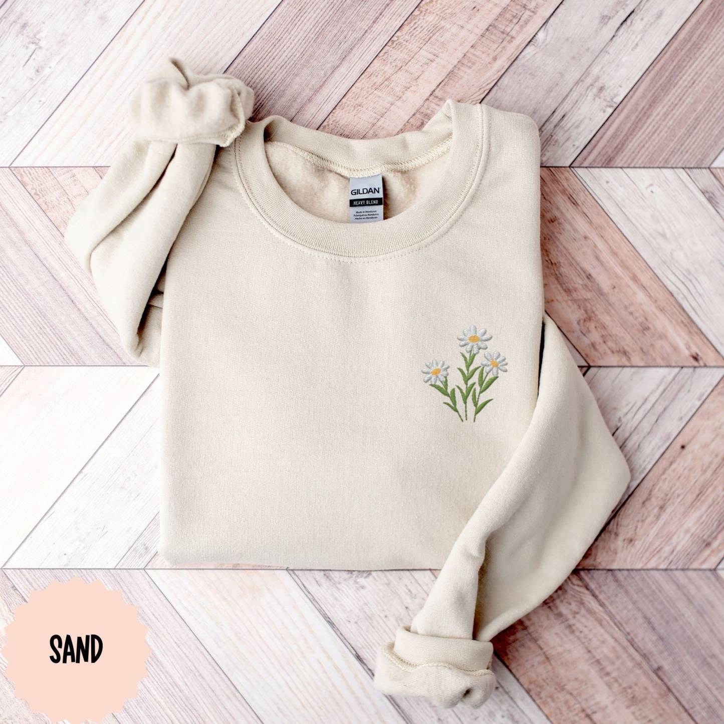 Embroidered Floral Daisy Sweatshirt
