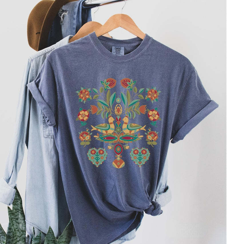 Scandinavian Folk Art Bird Shirt-carlalin