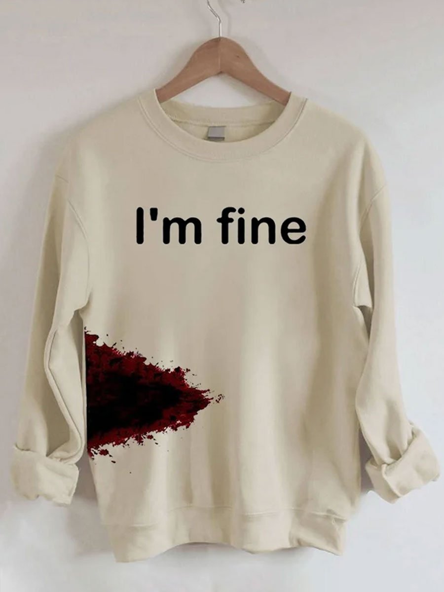 Halloween Funny I'M FINE Sweatshirt-carlalin