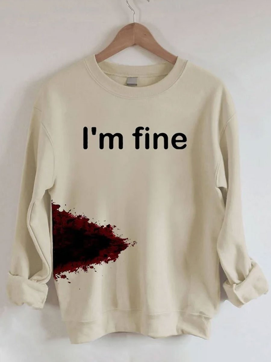 Halloween Funny I'M FINE Sweatshirt-carlalin