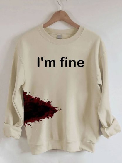 Halloween Funny I'M FINE Sweatshirt-carlalin