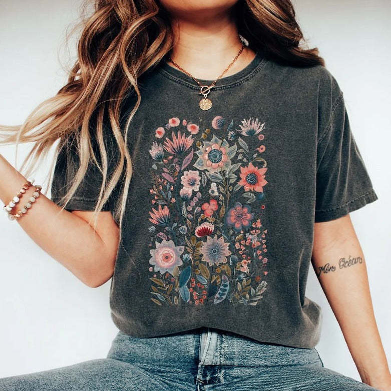 Spring Watercolor Wildflowers Aesthetic Wild Flower Shirt-carlalin