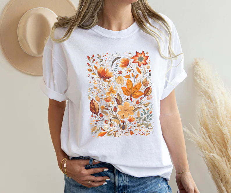 Rustic Watercolor Floral Nature Botanical shirt-carlalin