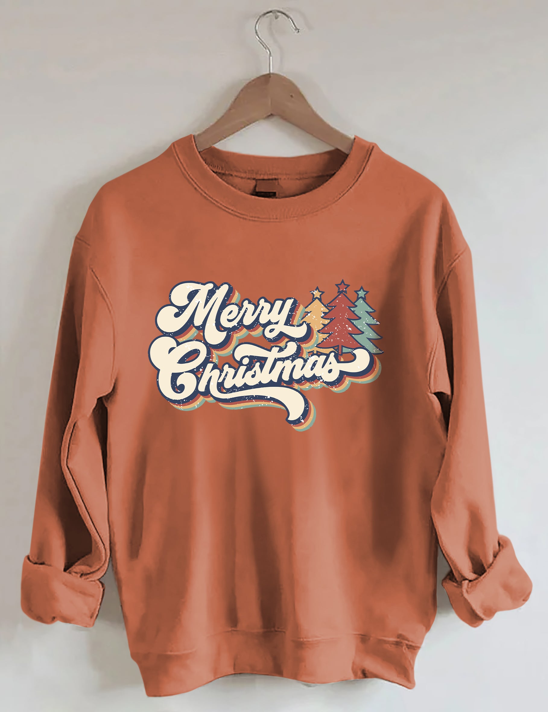 Retro Vintage Merry Christmas Crew Neck Unisex Xmas Sweatshirt-carlalin