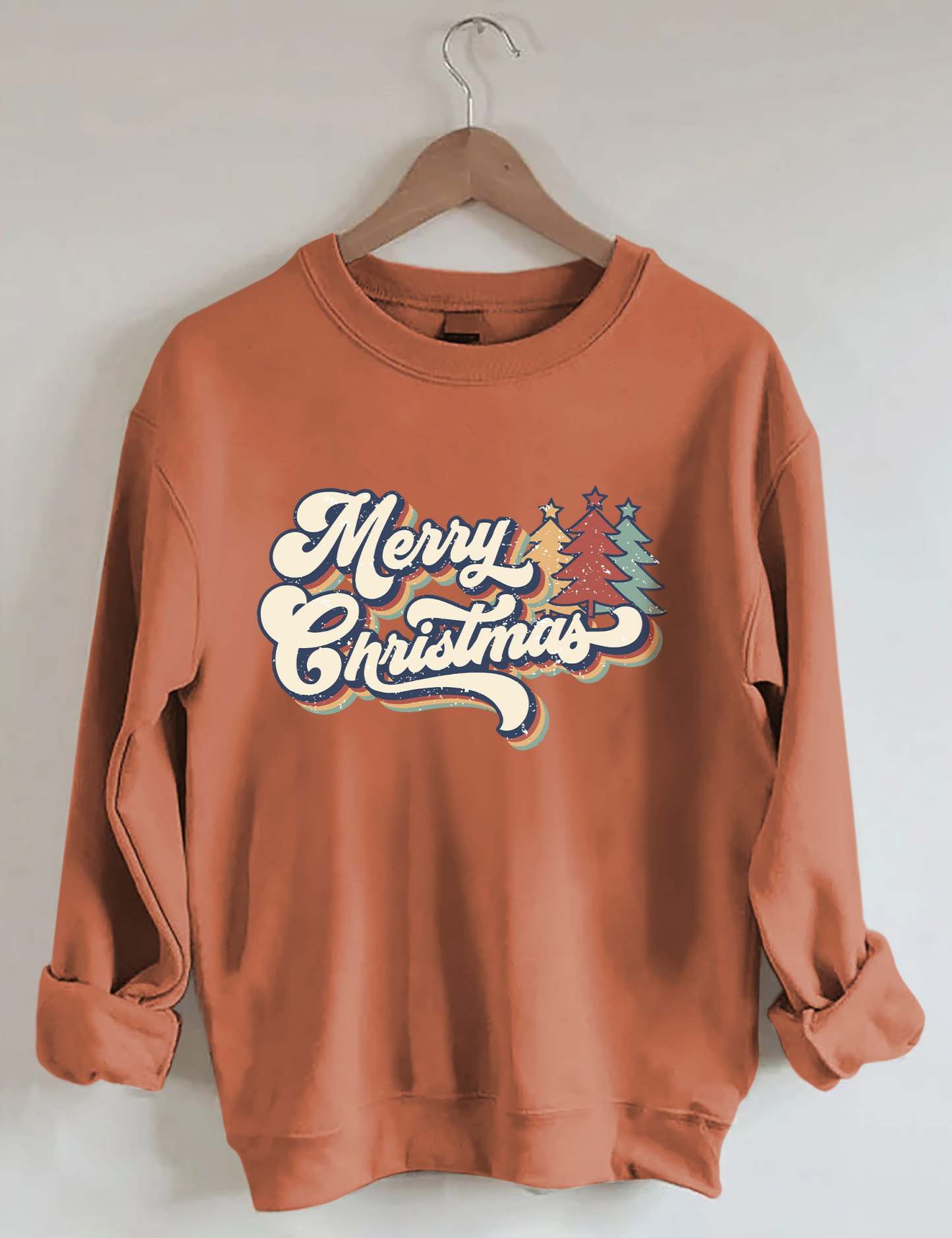 Retro Vintage Merry Christmas Crew Neck Unisex Xmas Sweatshirt-carlalin