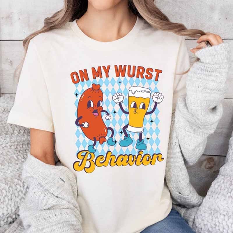 On My Wurst Behavior Funny Oktoberfest T-Shirt