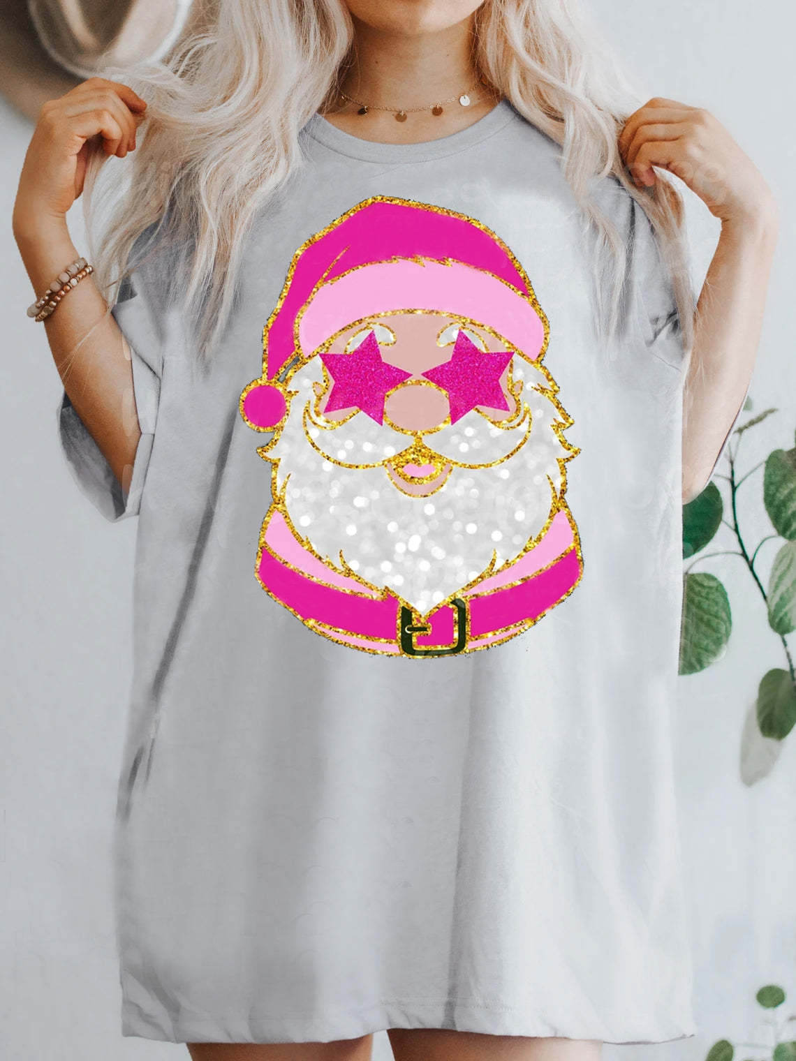Sparkly Glitter Christmas Lights Pink T-shirt-carlalin