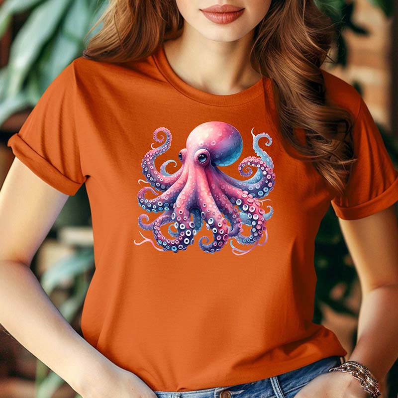 Colorful Octopus Graphic Of Ocean T-Shirt-carlalin