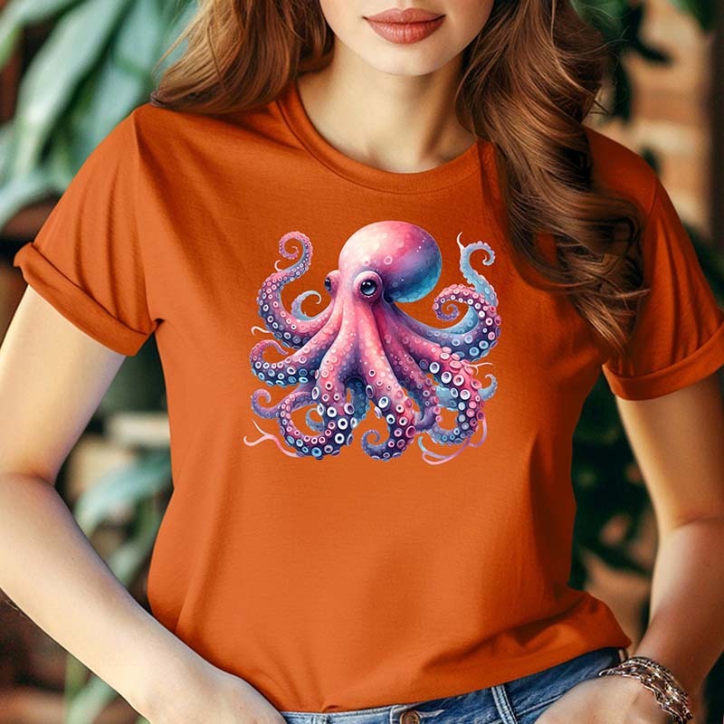 Colorful Octopus Graphic Of Ocean T-Shirt-carlalin