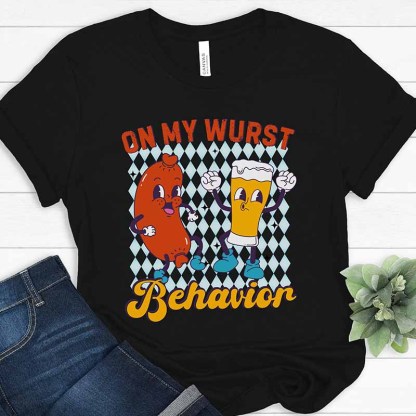On My Wurst Behavior Funny Oktoberfest T-Shirt