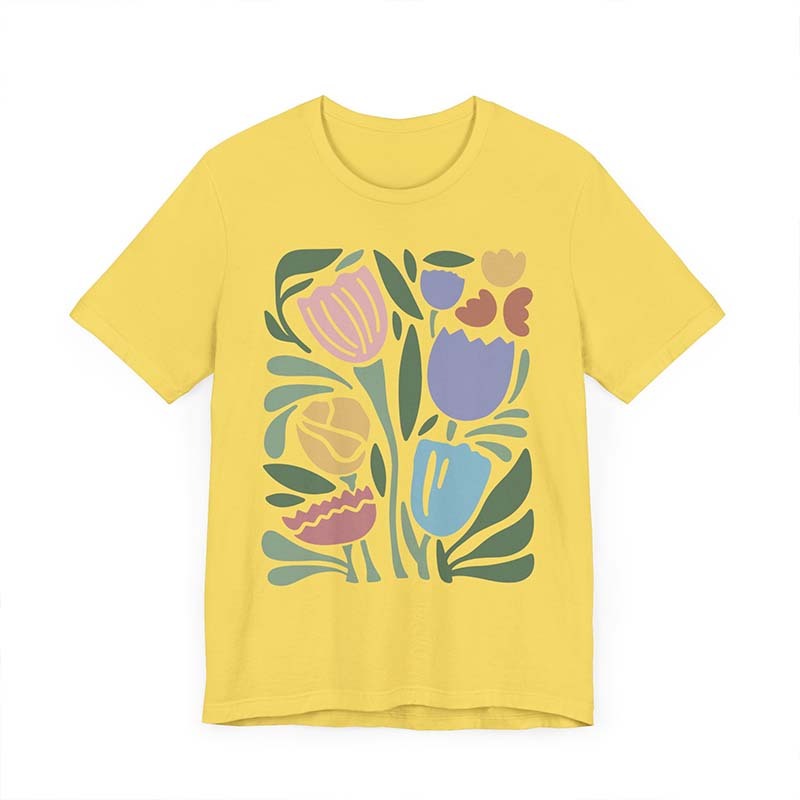 Wavy Tulips Retro Groovy Floral T-Shirt-carlalin