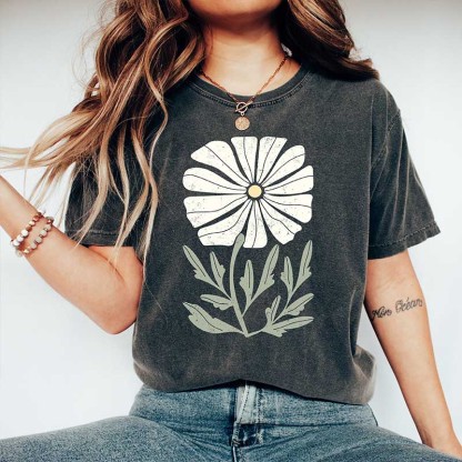 Daisy Flower Spring Floral T-Shirt-carlalin