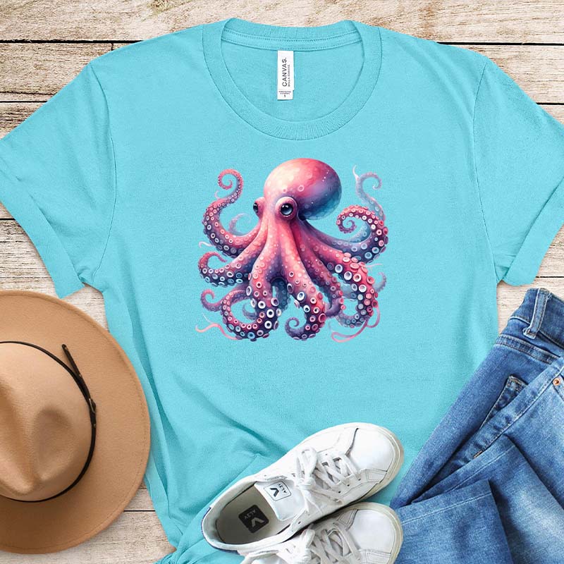 Colorful Octopus Graphic Of Ocean T-Shirt-carlalin