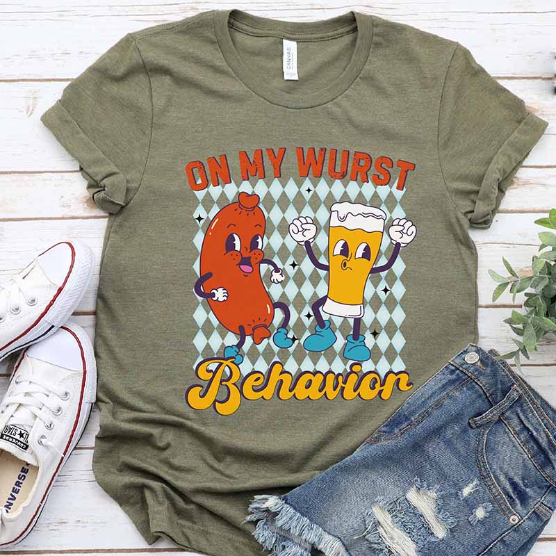 On My Wurst Behavior Funny Oktoberfest T-Shirt