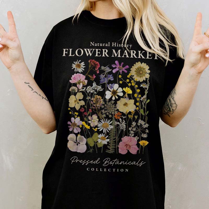 Flower Market Granola Girl Camping T-Shirt-carlalin