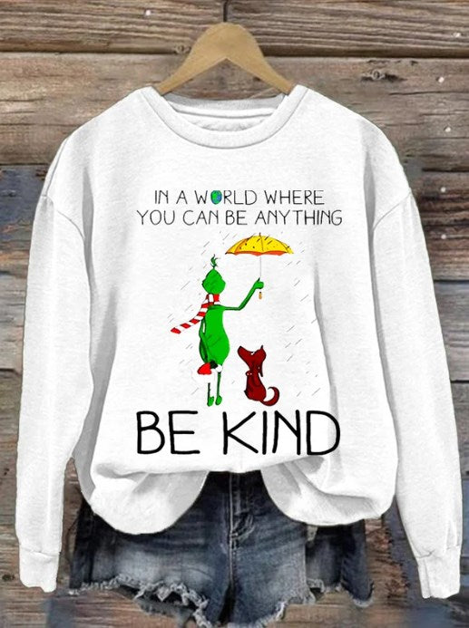 Be Kind Print Casual Sweatshirt-carlalin