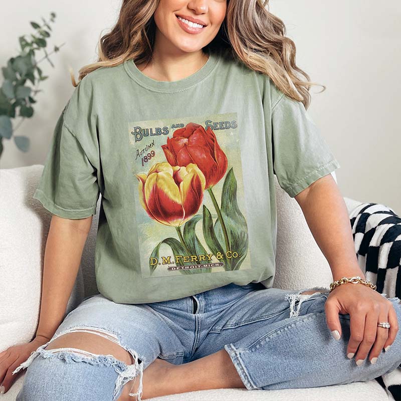 Vintage Seed Packet Flower T-Shirt-carlalin