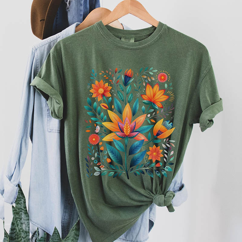 Boho Folk Art  Wildflower T-Shirt-carlalin