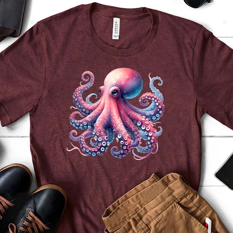 Colorful Octopus Graphic Of Ocean T-Shirt-carlalin
