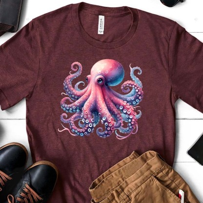 Colorful Octopus Graphic Of Ocean T-Shirt-carlalin
