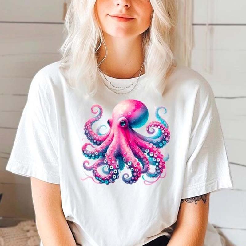 Colorful Octopus Graphic Of Ocean T-Shirt-carlalin