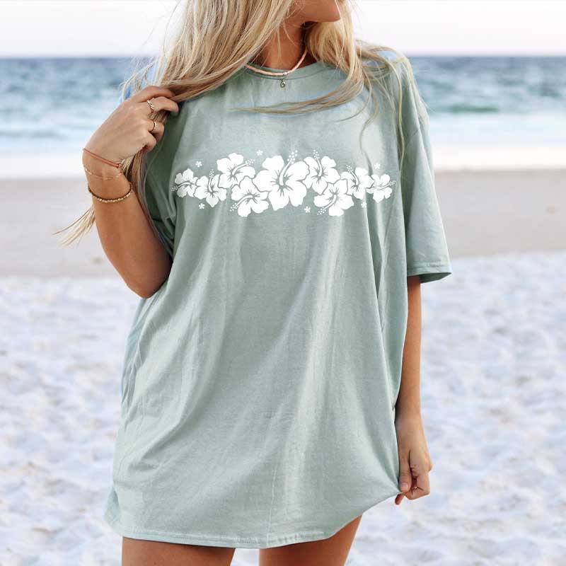 Hibiscus Flower Summer T-Shirt-carlalin