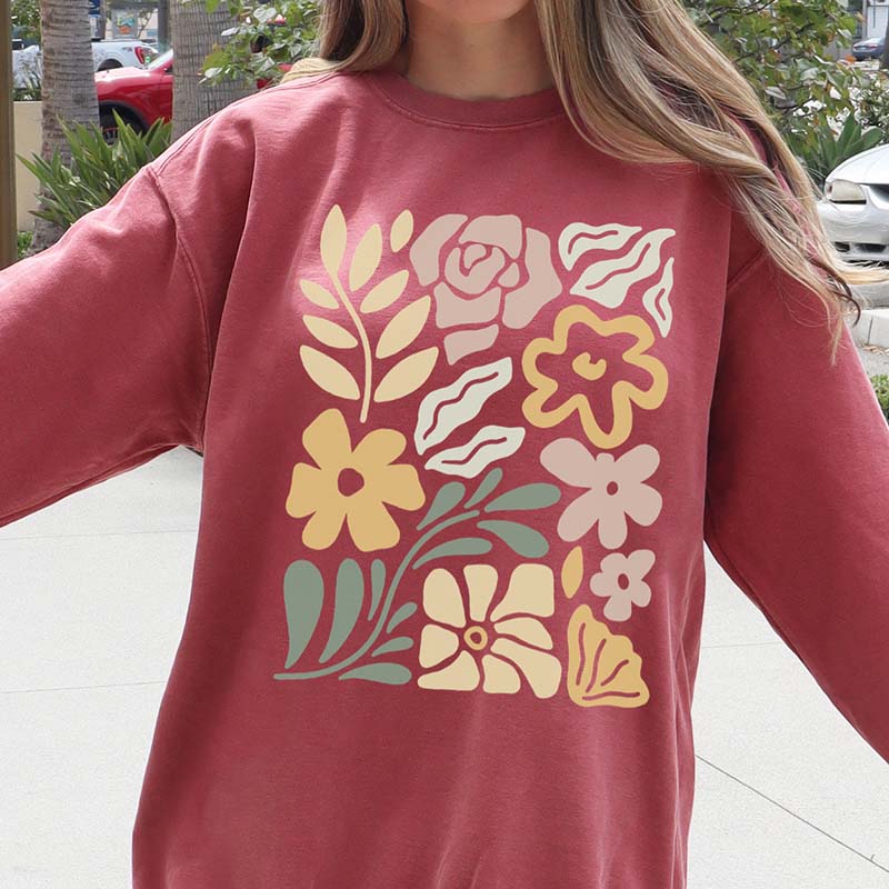 Retro Wavy Flowers Sweatshirt-carlalin