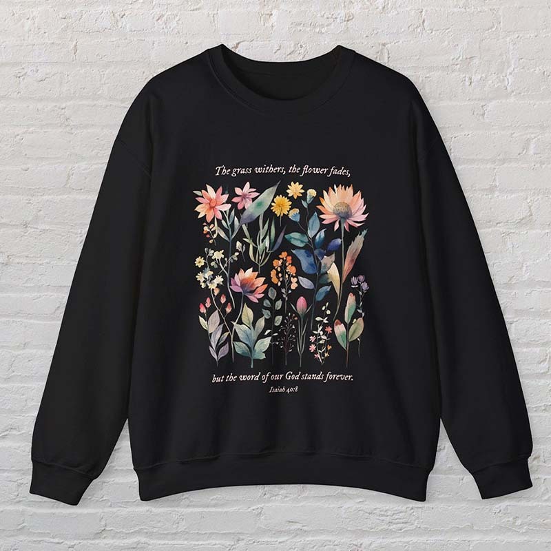 Bible Verse Watercolor Flowers Scripture Sweatshirt-carlalin