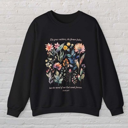 Bible Verse Watercolor Flowers Scripture Sweatshirt-carlalin