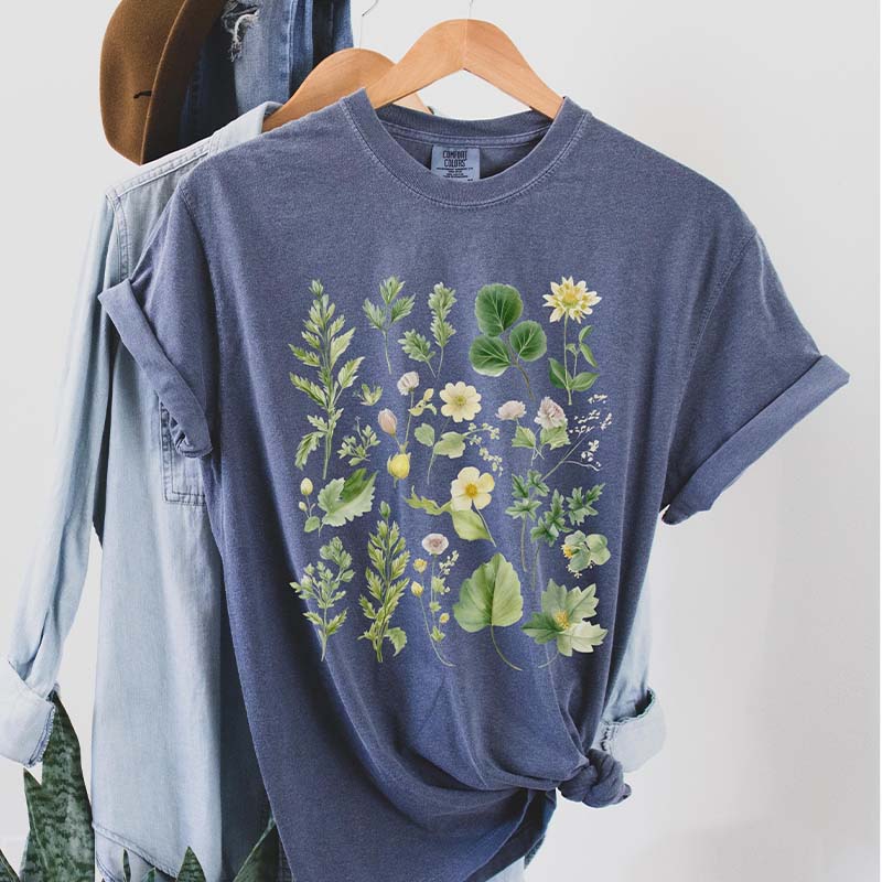 Boho Watercolor Botanical Leaves T-Shirt-carlalin