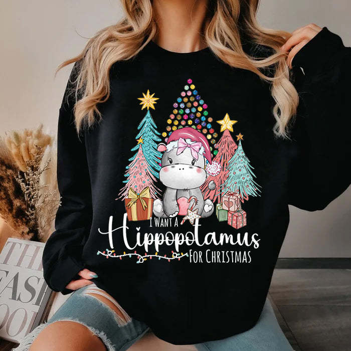 Christmas Hippo Sweatshirt-carlalin